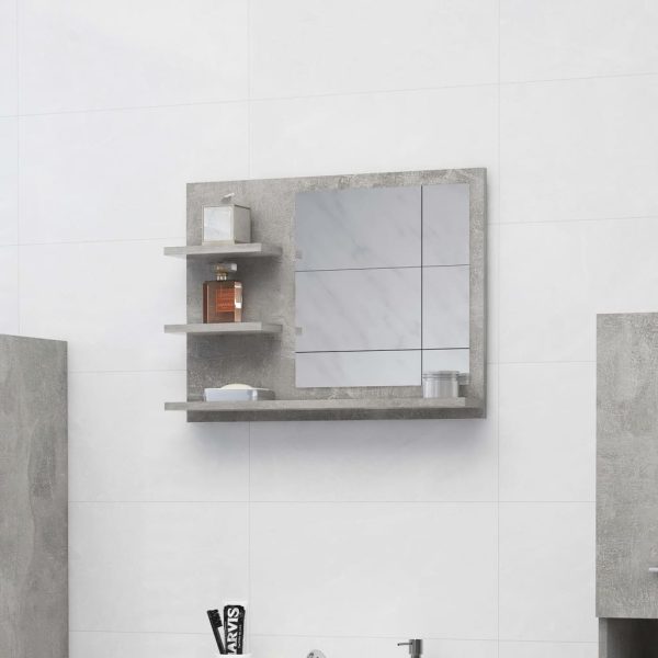 Bathroom Mirror 60×10.5×45 cm Engineered Wood – Concrete Grey