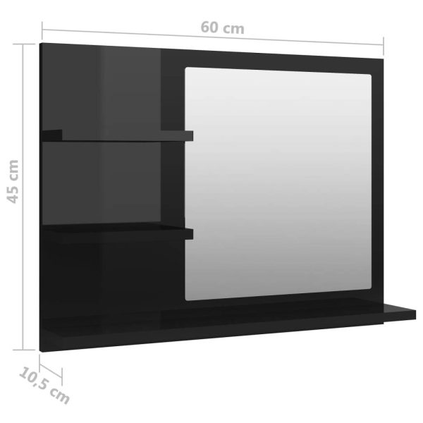Bathroom Mirror 60×10.5×45 cm Engineered Wood – High Gloss Black