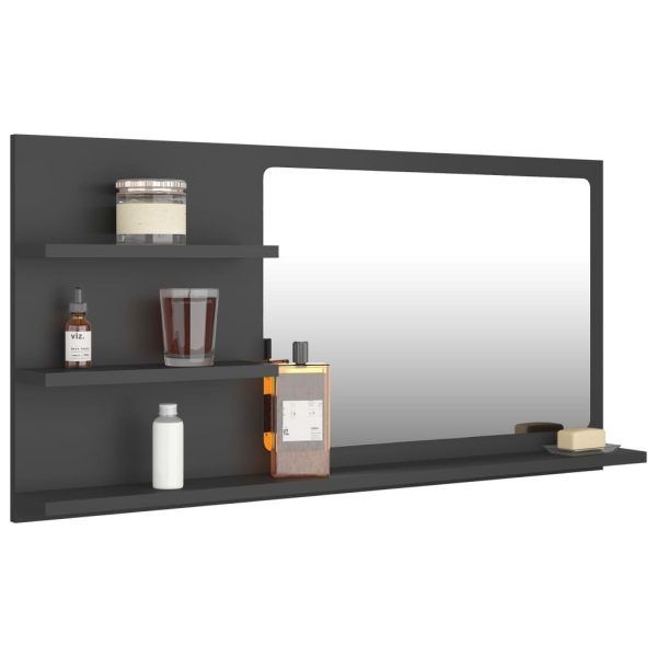 Bathroom Mirror 90×10.5×45 cm Engineered Wood – Grey