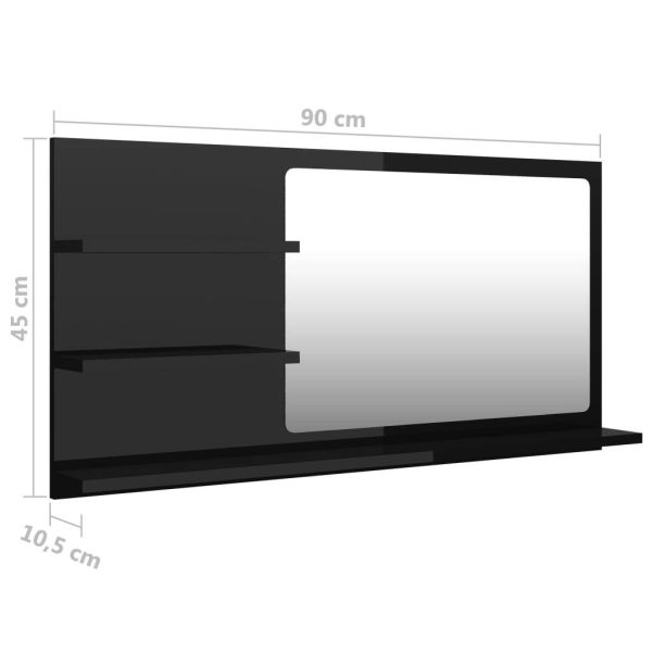 Bathroom Mirror 90×10.5×45 cm Engineered Wood – High Gloss Black