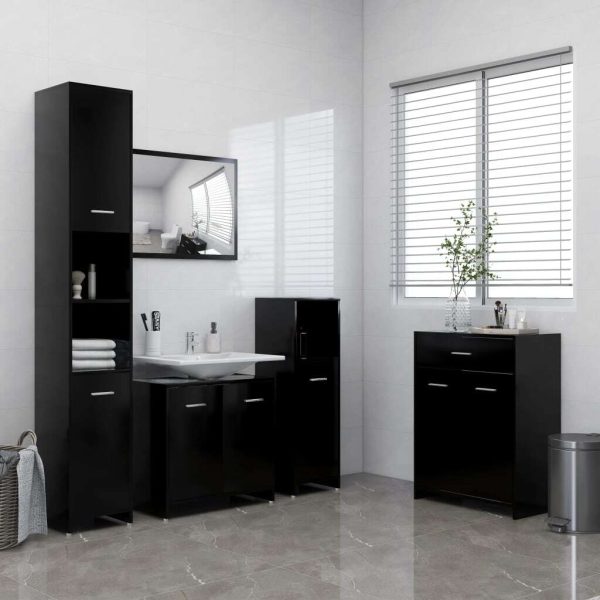 Bathroom Cabinet 60x33x80 cm Engineered Wood – Black