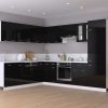 Cabinet Engineered Wood – High Gloss Black, Hanging Cabinet 50 Cm 2 Pcs