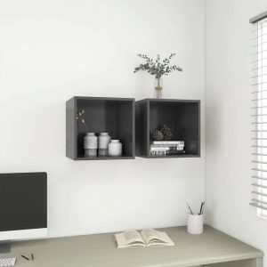 Wall Cabinet 37x37x37 cm Engineered Wood – Grey, 2
