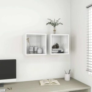 Wall Cabinet 37x37x37 cm Engineered Wood – High Gloss White, 2