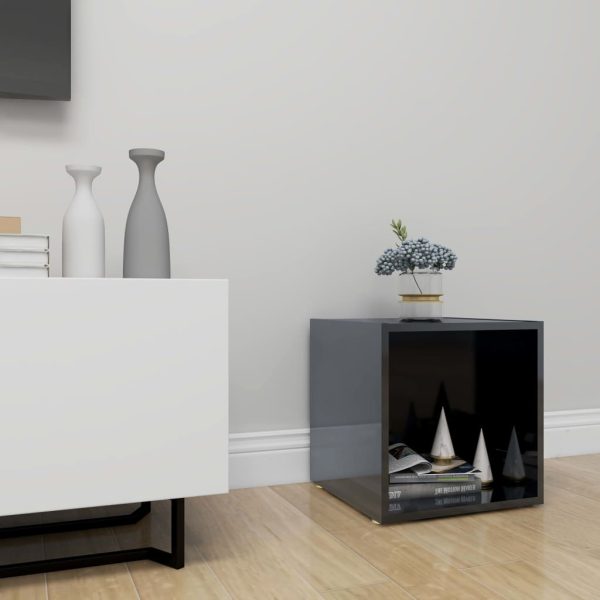 Jasmine TV Cabinet 37x35x37 cm Engineered Wood – High Gloss Black, 1