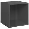 Jasmine TV Cabinet 37x35x37 cm Engineered Wood – High Gloss Grey, 4