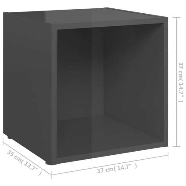 Jasmine TV Cabinet 37x35x37 cm Engineered Wood – High Gloss Grey, 4