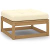 Garden Footstool with Cushion Solid Pinewood – Honey Brown, 1