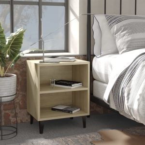 Cheshunt Bed Cabinet with Metal Legs 40x30x50 cm – Sonoma oak, 1