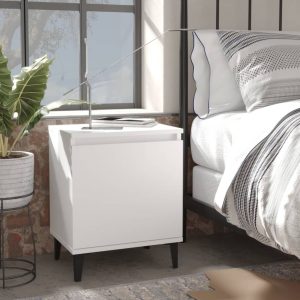 Secaucus Bed Cabinet with Metal Legs 40x30x50 cm – White, 1