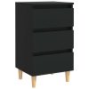 Chapeltown Bed Cabinet with Solid Wood Legs 40x35x69 cm – Black, 1