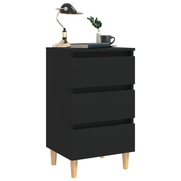 Chapeltown Bed Cabinet with Solid Wood Legs 40x35x69 cm – Black, 1