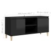 Washougal TV Cabinet with Solid Wood Legs 103.5x35x50 cm – High Gloss Black