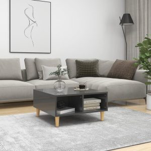 Coffee Table 60x60x30 cm Engineered Wood – High Gloss Grey