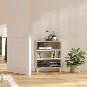 Sideboard 57x35x70 cm Engineered Wood – White and Sonoma Oak
