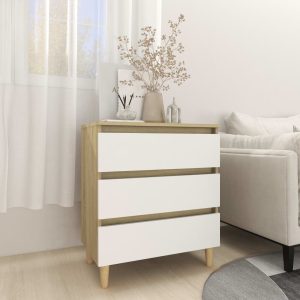 Sideboard 60x35x69 cm Engineered Wood – White and Sonoma Oak