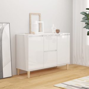 Sideboard 103.5x35x70 cm Engineered Wood – High Gloss White