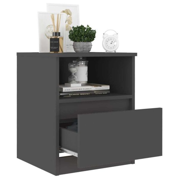 Tidworth Bed Cabinet 40x40x50 cm Engineered Wood – Grey, 2