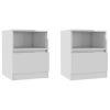 Tidworth Bed Cabinet 40x40x50 cm Engineered Wood – High Gloss White, 2