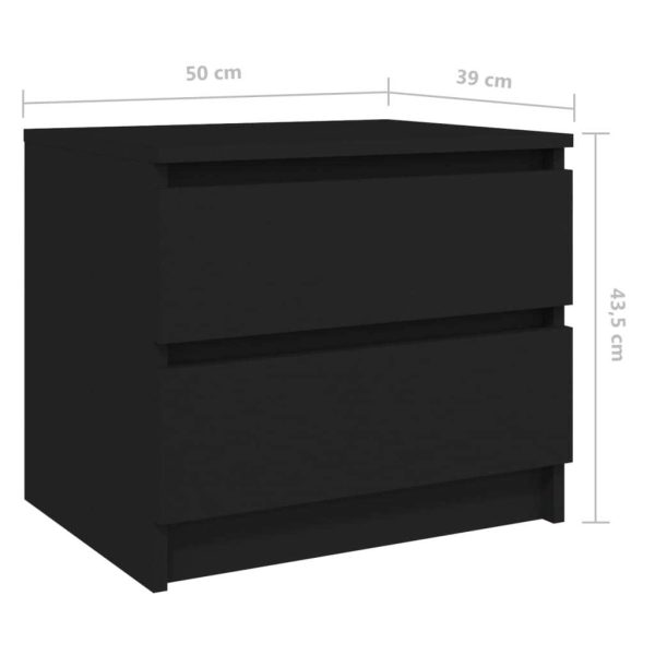 Canford Bed Cabinet 50x39x43.5 cm Engineered Wood – Black, 1