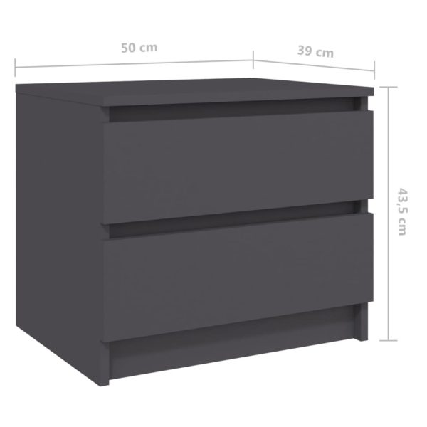 Canford Bed Cabinet 50x39x43.5 cm Engineered Wood – Grey, 1
