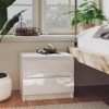 Canford Bed Cabinet 50x39x43.5 cm Engineered Wood – High Gloss White, 1