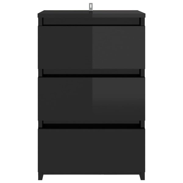 Carbon Bed Cabinet 40x35x62.5 cm Engineered Wood – High Gloss Black, 2