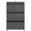 Carbon Bed Cabinet 40x35x62.5 cm Engineered Wood – High Gloss Grey, 2