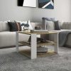 Coffee Table 60x60x40 cm Engineered Wood – Sonoma Oak and White