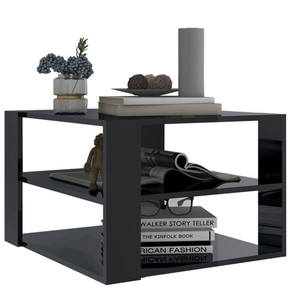 Coffee Table 60x60x40 cm Engineered Wood – High Gloss Black