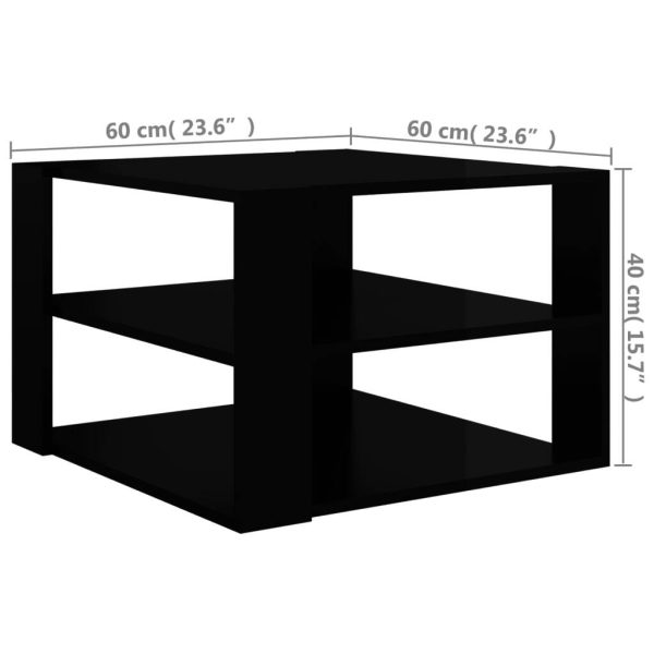 Coffee Table 60x60x40 cm Engineered Wood – High Gloss Black