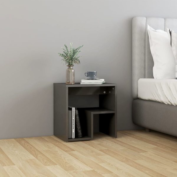 Geneva Bed Cabinet 40x30x40 cm Engineered Wood – High Gloss Grey, 1