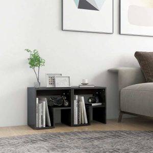Geneva Bed Cabinet 40x30x40 cm Engineered Wood – High Gloss Grey, 2