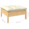 Garden Footstool with Cushion Solid Pinewood – Brown and Cream