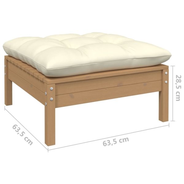 Garden Footstool with Cushion Solid Pinewood – Honey Brown