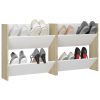 Wall Shoe Cabinet Engineered Wood – White and Sonoma Oak, 60x18x60 cm