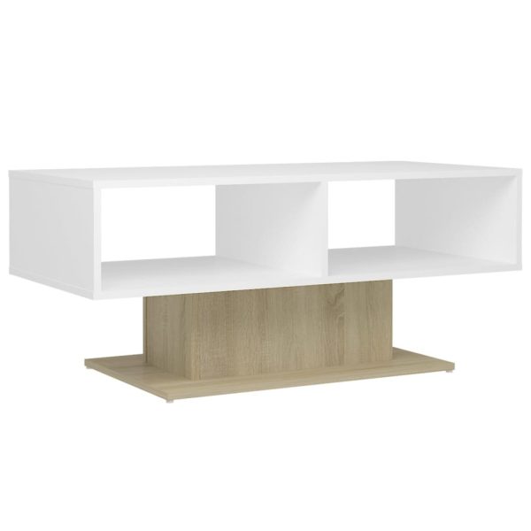 Coffee Table 103.5x50x44.5 cm Engineered Wood – White and Sonoma Oak