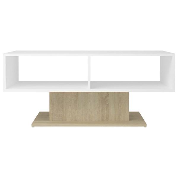 Coffee Table 103.5x50x44.5 cm Engineered Wood – White and Sonoma Oak