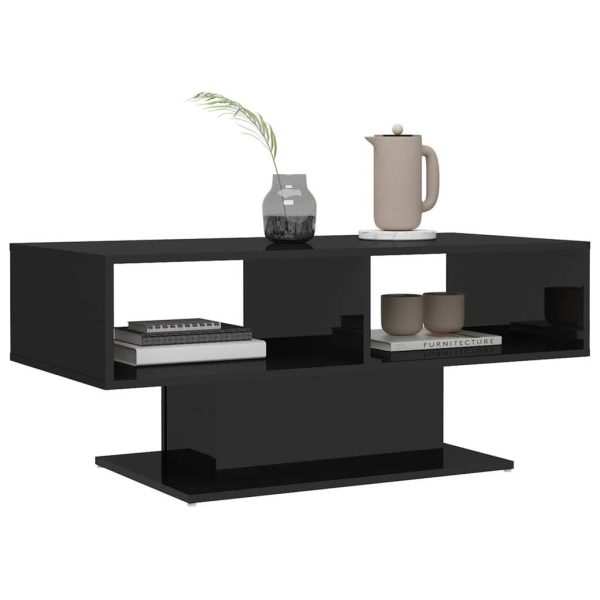 Coffee Table 103.5x50x44.5 cm Engineered Wood – High Gloss Black