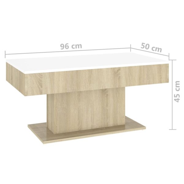 Coffee Table 96x50x45 cm Engineered Wood – White and Sonoma Oak