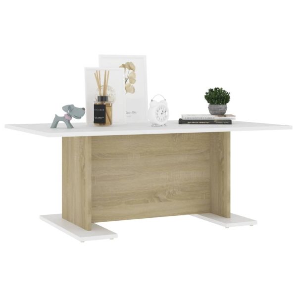 Coffee Table 103.5x60x40 cm Engineered Wood – White and Sonoma Oak