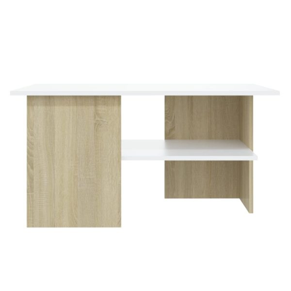 Coffee Table 90x60x46.5 cm Engineered Wood – White and Sonoma Oak