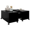Coffee Table 75x75x38 cm Engineered Wood – Black