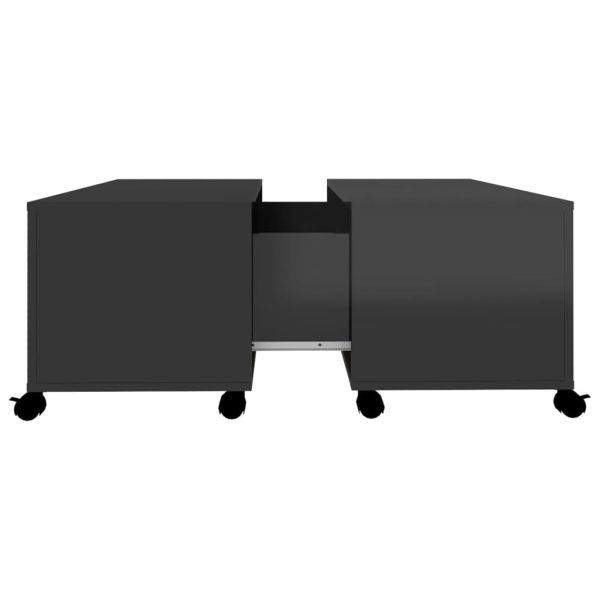 Coffee Table 75x75x38 cm Engineered Wood – High Gloss Black