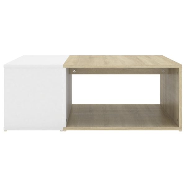 Coffee Table 90x67x33 cm Engineered Wood – White and Sonoma Oak