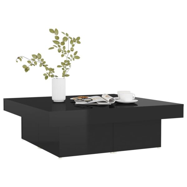 Coffee Table 90x90x28 cm Engineered Wood – High Gloss Black