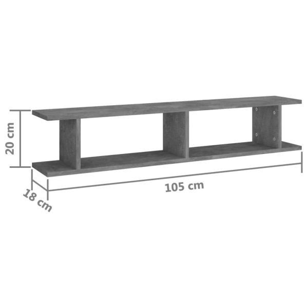 Wall Shelves 2 pcs Engineered Wood – 105x18x20 cm, Concrete Grey