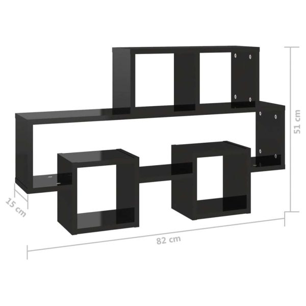 Car-shaped Wall Shelf 82x15x51 cm Engineered Wood – High Gloss Black