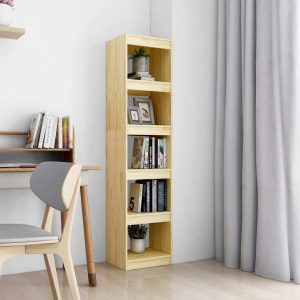 Book Cabinet Solid Pinewood – 40x30x167.5 cm, Brown
