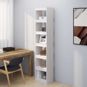 Book Cabinet Solid Pinewood – 40x30x199 cm, White
